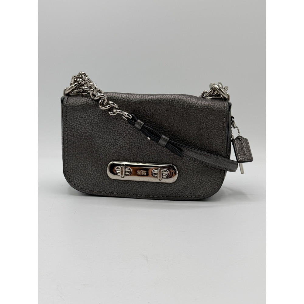 Coach Swagger 20 Black Pebble Leather Chain Shoulder Bag 22720 AS IS